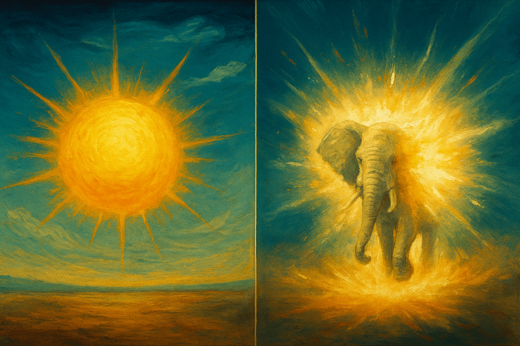 sun and flash of elephant