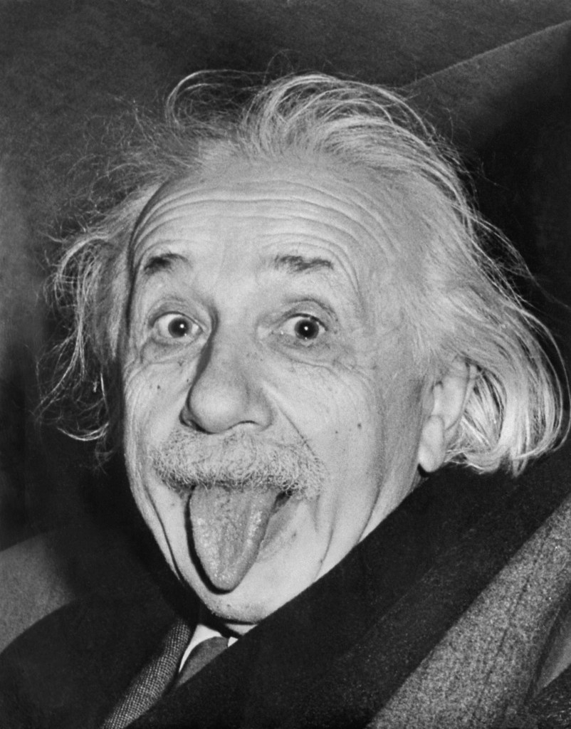 Albert Einstein sticks out his tongue