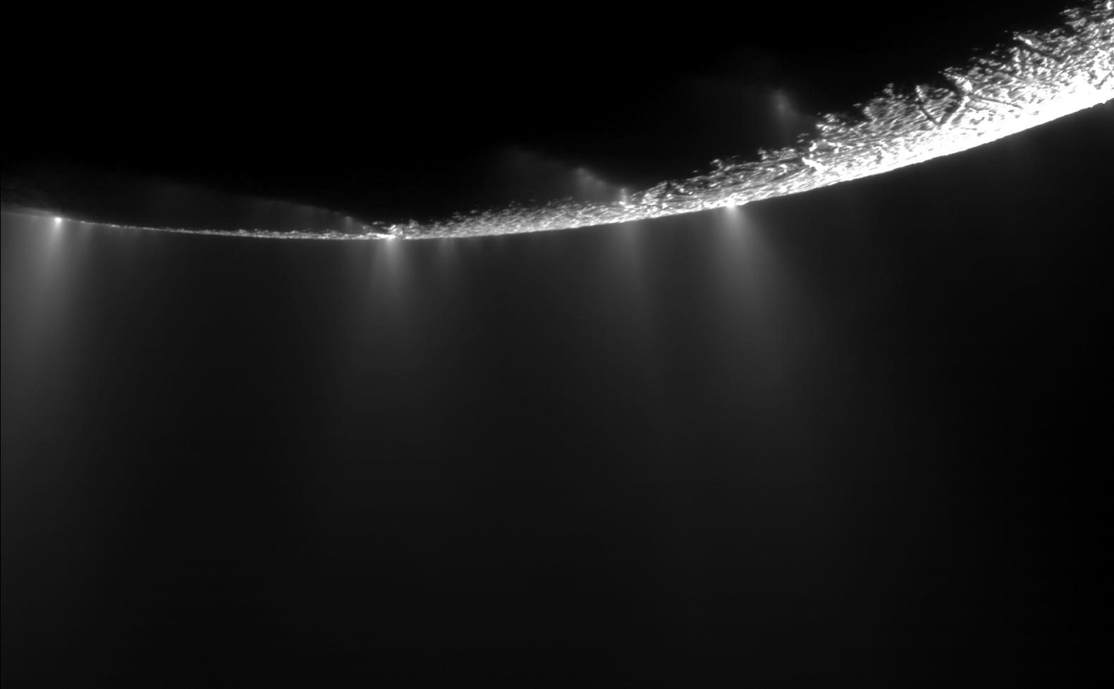 Plumes of water ice ejected from Enceladus' south pole