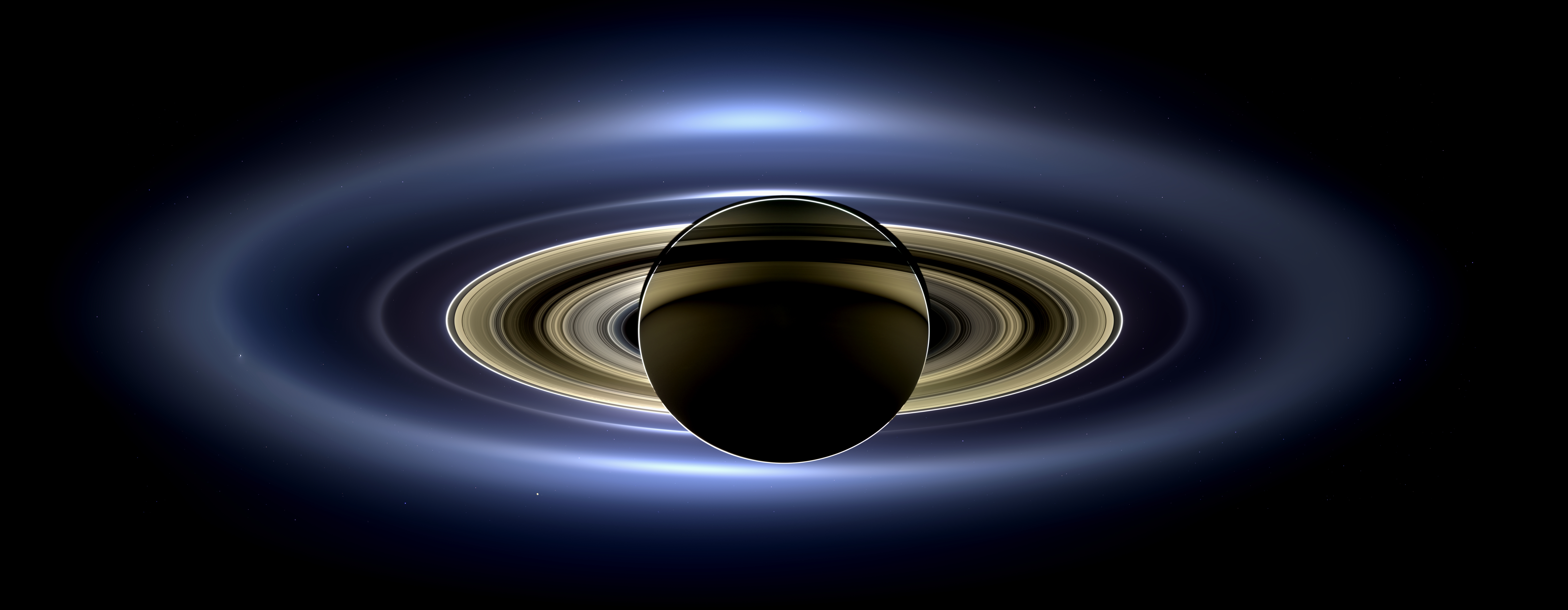 Saturn and its rings, Cassini image 'The Day the Earth Smiled'